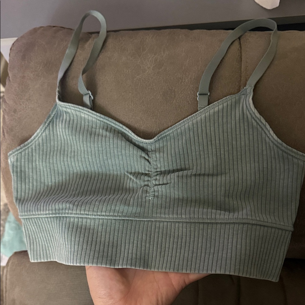 Aerie Ribbed Crop Top in Sage Green